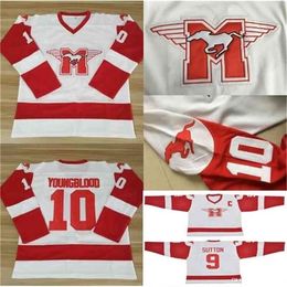WSKT 10 Dean Youngblood Hamilton Mustangs Hockey Jerseys 9 Sutton Moive White Red All Stiched Men's Uniforms Fast Shipping