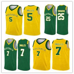 Wskt College Wears Man Australia AU 2019 Copa del mundo Baloncesto 5 Patty Mills Jerseys 12 Aron Baynes 8 Matthew Dellavedova 6 Andrew Bogut Cosido