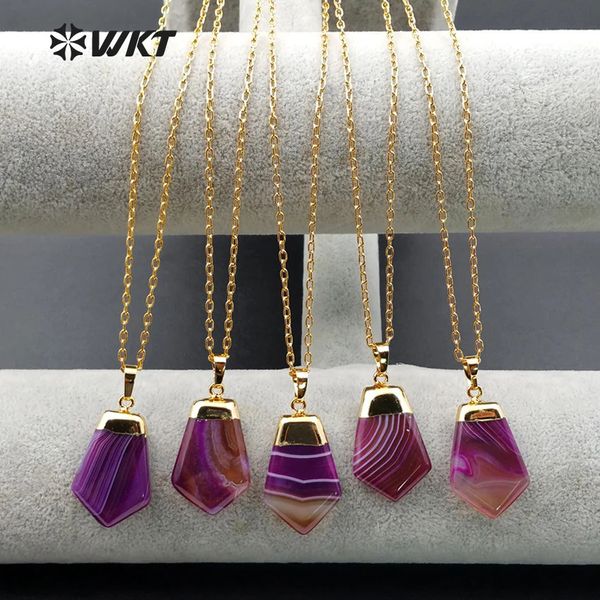 WT-N1019 WKT vente en gros personnalisé attrayant pendentif en pierre naturelle collier avec chaîne à maillons petit pendentif pour cadeaux 240315