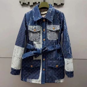 Diseñador para mujer Doble G Chaquetas de mezclilla Abrigo Primavera Otoño Chaqueta de mezclilla de manga larga Chaquetas de mezclilla azul estilo callejero M01