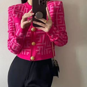 WT228-2022SS-merkontwerper Elegante damesjassen dragen gelegenheden Vintage nieuwe vrouwen hoogwaardige schoudervullingen gebreide vest vrouwelijk chic casual trui jas