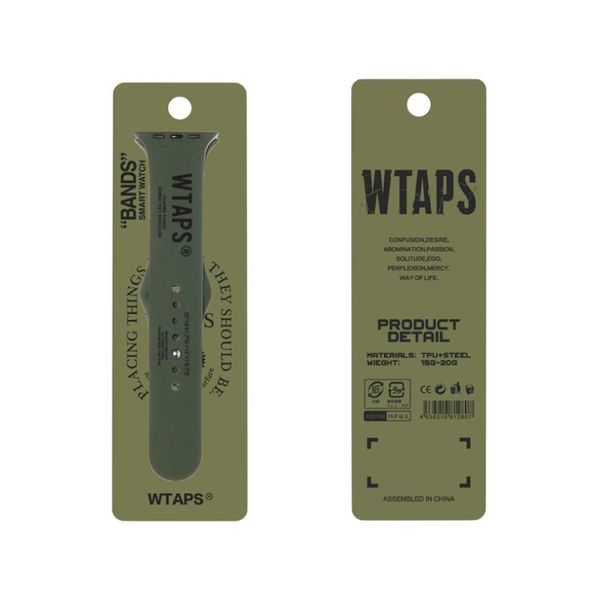 WTAPS Bracelet de montre de remplacement pour iWatch Series 6 5 4 3 2 Bracelet en silicone vert étanche 38 mm 40 mm 42 mm 44 mm Bracelet résistant à la transpiration 8148587