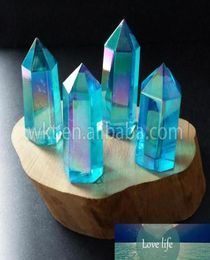 WTG126 Aqua Aura Kwartskristal Wand Aqua Aura Wand Puntkristal Punt Healing Blauw Kwarts228n3404272