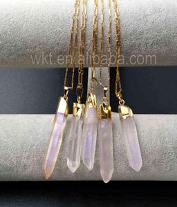 WTN860 Healing Aura Women Juwelse Quartz Angel kleur met 18quot gouden ketting ketting hele1211362