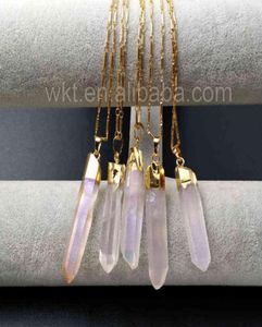 WTN860 Healing Aura Vrouwen SieradenNatuurlijke Quartz Angel Kleur met 18quot Gouden Ketting Ketting Whole6488960