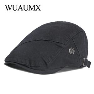 Wuaumx décontracté béret chapeaux pour hommes coton extérieur Streetwear plat casquette printemps peintre bérets gavroche chapeau pour femmes