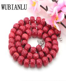 Wubianlu Fashion 1012mm Natural Red Sea Coral Collar Collares Collares para mujeres Joyería de disfraces Charming3957054