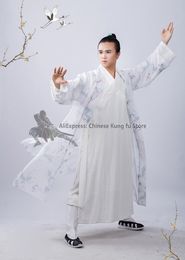 Wudang buitenste jas sluier voor tai chi uniformen kung fu martial arts pak taoïstische gewaad wushu kleren mooie kranen patronen