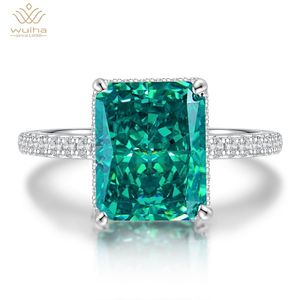 WUIHA 100% 925 Sterling Zilver Gemaakt Emerald Gemstone Geboorsteen Bruiloft Verlovingsring Fijne Sieraden Groothandel 211217