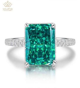 Wuiha 100 925 Silver Silver Créé Moissanite Emerald Gemstone Birthstone Wedding Engagement Ring Fine Bijoux entièrement 4287267