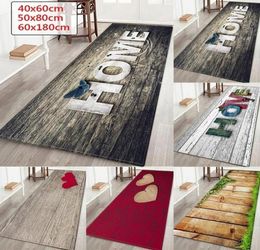 Wujie Fashion Quothomequot imprimé en bois Patter Plancher pour salon Mat à chambre lavable Décor de cuisine Home Cuisine Tapis Welco5844517