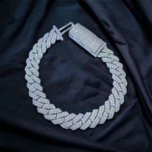Wuzhou Hip Hop Buss Down Custom Cubaanse ketting 10 mm tik Iced Out Moissanite 925 Sterling Silver Link armband