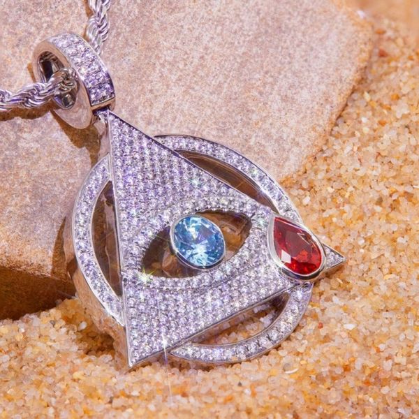 WUZHOU SHINING Sieraden Custom hiphop S925 Ketting VVS MOISSANITE Het Oog Van Horus Hanger