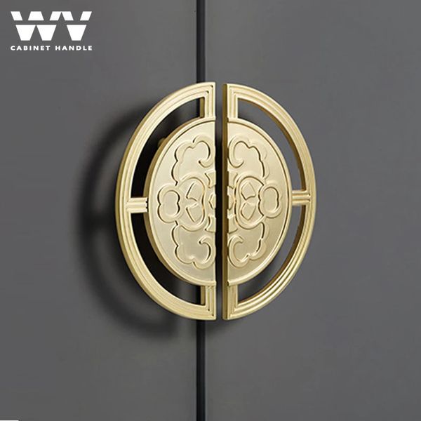 WV Semicircle Luxury Kitchen Gabinet Almanting Puerta de almacenamiento Manejo de vestidores de oro Armario Manija de perillas de 32 mm64 mm Hardware 240415