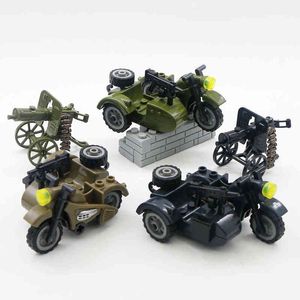 Blocs de construction WW2, accessoires militaires, figurines japonaises, véhicules de soldats, pistolet, moto allemande, briques de voiture, pièces MOC, jouets Y1130