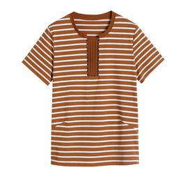 Wwenn Fashion Summer Tops Black Streep Oversize T-shirt Dameskleding Katoenen T-shirt Korte Mouw Tee Femme Plus Size 210507