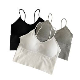 Wwenn zomer mode vrouwen mouwloze tops casual effen eenvoudige stijl y2k gewas vrouwelijke sexy tanks camis zwart wit 210507