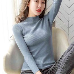 WWENN Winter -coming Turtleneck Jerseys Suéteres Camisa Manga larga Corta Coreano Slim-Fit Tight Chic Sweate Mujer Ropa 210507
