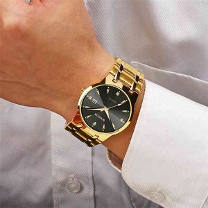 WWOOR diamant montres hommes haut marque de luxe or noir Date montre à Quartz pour hommes mode robe montres-bracelets relojes hombre 210329
