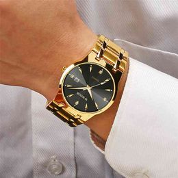 Wwoor mode diamant mannen horloges top merk luxe goud zwart quartz polshorloge waterdichte automatische datum relogio masculino 210804