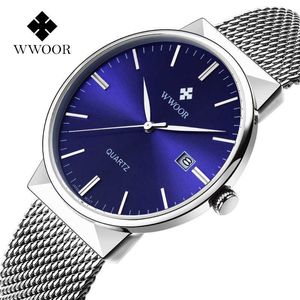 Wwoor fashion heren horloges top merk luxe casual sportdatum horloge voor mannen stalen gaas waterdicht mannelijk horloge relogio masculino 210527