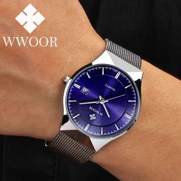 WWOOR Horloges voor mannen Luxe mode Quartz herenhorloges Roestvrij staal Waterdichte sportklok MaleRelogio Masculino 240125