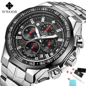 WWOOR Horloges Heren Topmerk Luxe Zwart Sport Chronograph Clock Mens Mode Big Dial Quartz Polshorloge Man Relojes Hombre 2020 CX200805