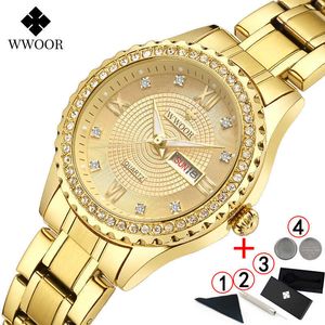 WWOOR montres femme célèbre marque or élégant dames montre-bracelet étanche femmes montres Relogio Feminino 210527