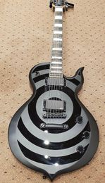 Wylde Audio Odin Grail Gangrene Silver Black Bullseye E-Gitarre, großes Block-Inlay, China EMG Pickups, BlackHardware