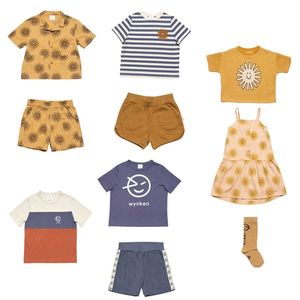 Wyn Enfants Chemises D'été Garçons Hawaii Vêtements Enfants Marque Design Élégant Tops et Shorts Toddler Linen 210619