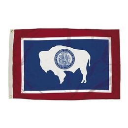 Drapeau du Wyoming État des États-Unis Bannière 3x5 FT 90x150cm Drapeau d'État Festival Party Cadeau 100D Polyester Intérieur Extérieur Imprimé Vente chaude
