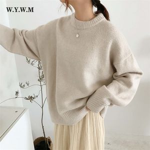WYWM Cashmere Elegant Women Sweater Oversized Knitted Basic Pullovers O Neck Loose Soft Female Knitwear Jumper 220818