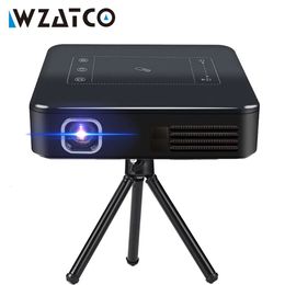 WZATCO D13 DLP laser Smart Android WIFI Draagbare Outdoor Video LED Mini Projector ondersteuning 4K FullHD 1080P Projector met Batterij 231018