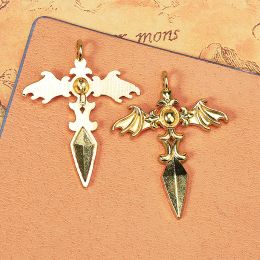 Wznb 10pcs chauves-souris ailes cross charmes pendants en alliage d'épée pour les boucles d'oreilles de bijoux bricolage fait des accessoires d'artisanat en gros
