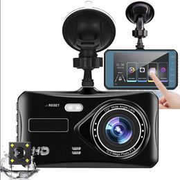 X-8 Dash Cam Dual Lens CAR DVR HD 1080P4 "Touchscreen IPS met back-up achteruitrijcamera Registrar Night Vision Car Video Recorder