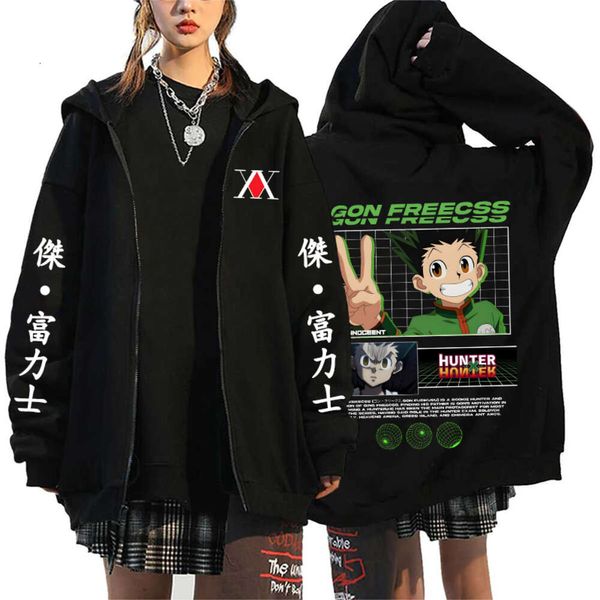 X Hunter Killua Zoldyck Hoodies Zip Up Up Pullover Y2K Streetwear Vestes de fermeture à glissière décontractées