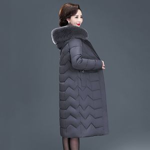 X-long femmes manteaux parkas mince bureau dames solide femmes veste d'hiver à capuche avec col en fourrure épais coton rembourré Parkas