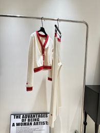 X-Luxury Designer Ensemble 2 pièces à col en V pour femme Cardigan court Pull Manteau + Pantalon large à lacets Tenues de sport