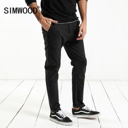 X SIMWOOD 2018 Spring New Check Plaid Pants Hombres Smart Casual Slim Fit Pantalones Alta calidad Tallas grandes Ropa de marca XC017052