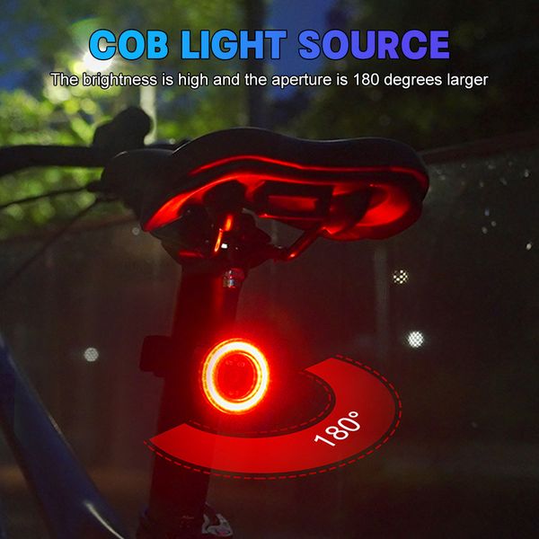 X-Tiger Bicycle Smart Auto Brake Sending Fight Imperposeproof LED CHARGING CLADight Bike arrière lumière arrière avertir le feu arrière du vélo