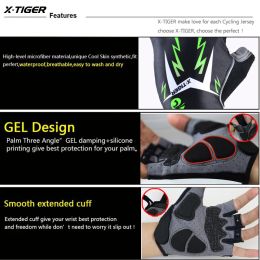 X-Tiger Cycling Gloves 3D GEL KAD HALF Finger Glove Motorcycle Bicycle Handschoenen Reflecterende Summer Sports Shock Proof Bike Gloves