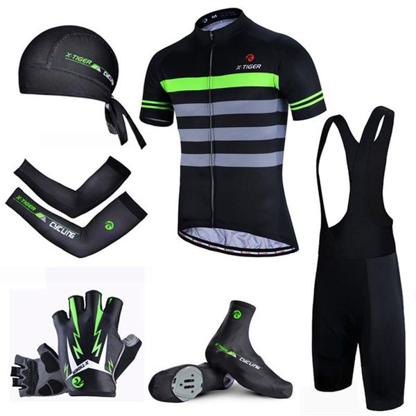 X-Tiger MTB Ropa de ciclismo para bicicleta Transpirable Racing Bike Bib Ropa Traje Harina Verde Secado rápido Pro Verano Ciclismo Jersey Set275k