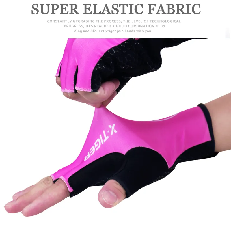 X-Tiger Kvinnor som bryter vindcykelhandskar Halvfinger Anti-slip Anti-Sweat Bicycle Anti-Chock Sports Gloves Mtb Bike Glove