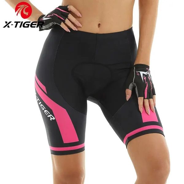 Las mujeres X-Tiger en bicicleta pantalones cortos en bicicleta 3D gel acolchado a prueba de amortiguadores de ciclomotas cortos de carreras pantalones cortos para bicicletas de carreras ropa de verano 240410