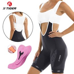 X-Tiger Women's Bike Bib Shorts 5D Sous-vêtements à cyclisme rembourrés avec des poches de rembourrage