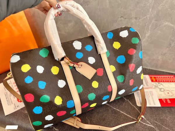 YK Infinity Dots 3D Painted Duffel Bag: bolsa de viaje con monograma de lujo para hombres y mujeres