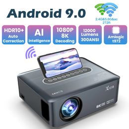 X1 8K 4K 1920 X 1080P PROJECTOR AMLOGIC T972 300ansi Dual WiFi Bt5.0 HDR10 Voice Control Portable Home Media Video