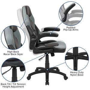X10 Gaming Chair Racing Office Ergonomische computer PC Verstelbare Swivel Chair met flip-up armen chaise bureau reclinering meubels