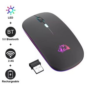 Ratón inalámbrico X15 con Bluetooth, Mouse inalámbrico con WiFi, recargable, luminoso, USB, silencioso, para juegos, PC, Gamer, tableta y portátil
