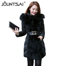 x201711 2017 Mode Automne Hiver Veste Femmes Ouaté Vestes Parka Mince Col De Fourrure À Capuche Manteau D'hiver Femmes De Luxe Veste MM0256